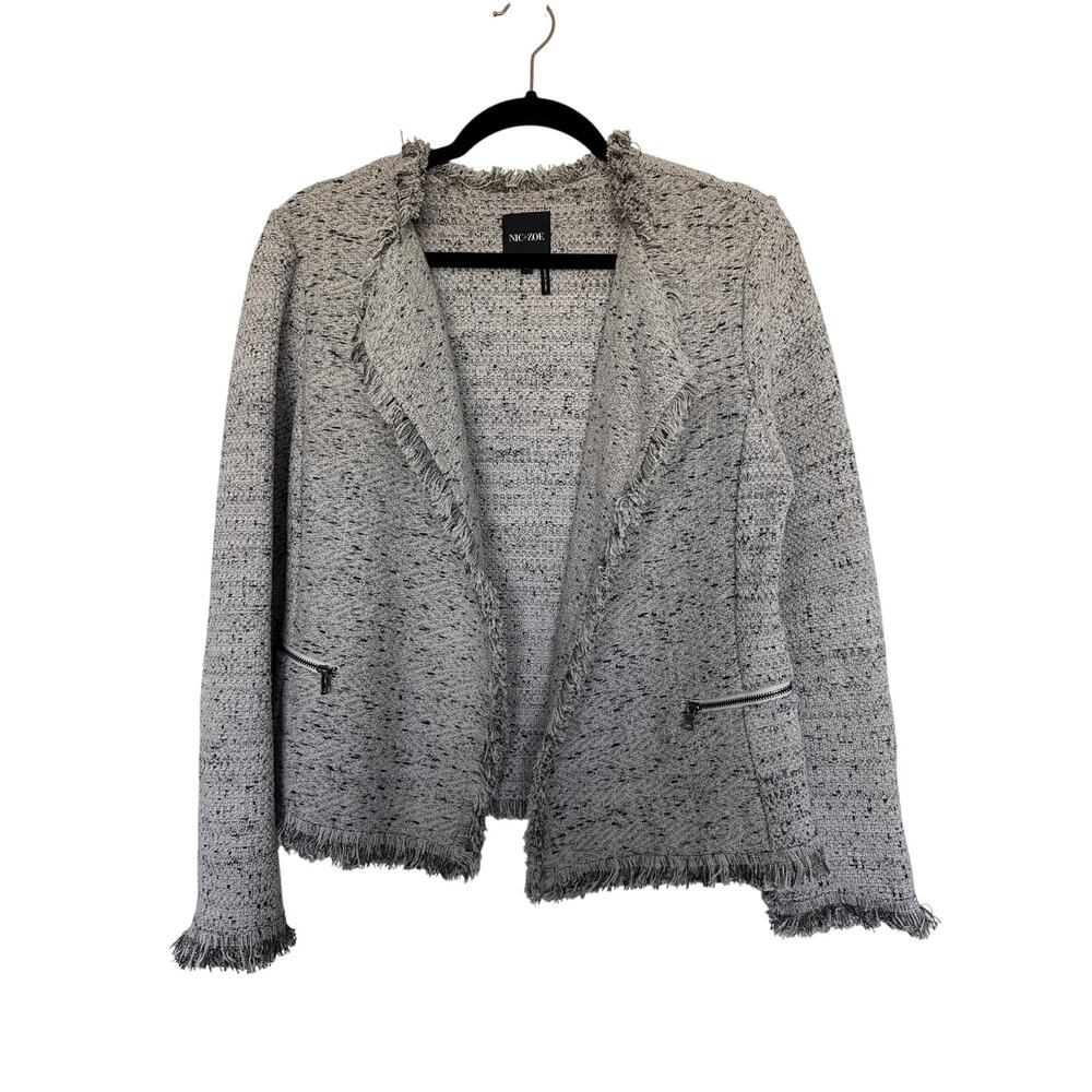 Nic+Zoe Fringe Mix Knit Jacket, M